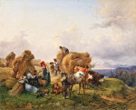 ₴ Картина бытового жанра известного художника от 195 грн.: Сбор урожая в предгорьях Альп