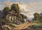 ₴ Картина бытового жанра известного художника от 177 грн.: Сцена в горной деревне