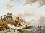 ₴ Репродукция пейзаж от 235 грн.: Зимний пейзаж с фигурами собирающими дрова у руин