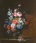 ₴ Репродукция натюрморт от 232 грн.: Розы, жимолость, лилии, хризантемы, нарциссы и другие цветы в вазе