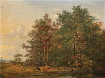 ₴ Картина пейзаж известного художника от 186 грн.: Стадо животных и пастухи у лесного пруда