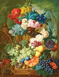 ₴ Репродукция натюрморт от 331 грн.: Розы, ирисы, гвоздики и другие цветы