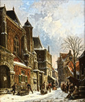 ₴ Репродукція міський пейзаж від 232 грн.: Голландське місто взимку