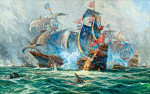 ₴ Картина батального жанра художника от 189 грн.: Морское сражение