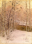 ₴ Картина пейзаж художника от 151 грн.: Река, протекающая через зимний лес