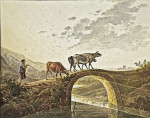 ₴ Репродукція краєвид від 247 грн.: Пастух з трьома коровами на річковому мосту