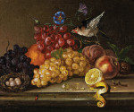 ₴ Картина натюрморт художника от 200 грн.: Натюрморт с фруктами с птицей