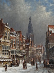 ₴ Картина городской пейзаж художника от 151 грн.: Снежная улица голландского города