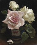 ₴ Репродукція натюрморт від 198 грн.: Три троянди у вазі