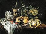 ₴ Репродукція натюрморт від 317 грн.: Розкішний натюрморт із фруктами, пирогом та кубками