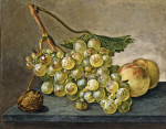 ₴ Картина натюрморт художника от 191 грн.: Гроздь винограда, орех и два персика 