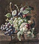 ₴ Репродукція картини натюрморт від 293 грн.: Персик, лісовий горіх, виноград та сливи