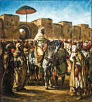 ₴ Картина бытового жанра художника от 168 грн.: Мулай Абд-эр-Рахман, султан Марокко, покидает свой дворец в Мекнесе в окружении своей гвардии и главных офицеров