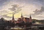 ₴ Репродукция пейзаж от 381 грн.: Замок Фредериксборг при лунном свете