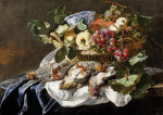 ₴ Картина натюрморт известного художника от 177 грн.: Натюрморт с фруктами, птицами и фарфоровой чашей Ван-Ли