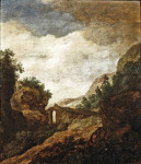 ₴ Картина пейзаж художника от 176 грн.: Пейзаж со всадником на мосту