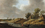 ₴ Картина пейзаж художника от 154 грн.: Речной пейзаж с гребцами на переднем плане
