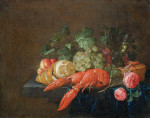 ₴ Репродукция натюрморт от 247 грн.: Натюрморт с омаром, розами, ремером и лимоном на каменном постаменте