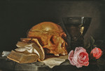 ₴ Репродукція натюрморт від 285 грн.: Ванітас з черепом, книгою та трояндами
