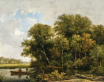 ₴ Картина пейзаж художника от 195 грн.: Рыболовы на пруду