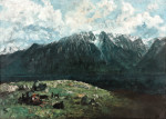 ₴ Картина пейзаж известного художника от 180 грн.: Панорамный вид на Альпы