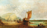 ₴ Картина морской пейзаж художника от 158 грн.: Рыбаки на побережье в Гастингсе