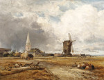 ₴ Картина пейзаж художника от 191 грн.: Вид на Хин с церковью и мельницей, Сассекс