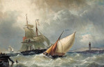 ₴ Картина морской пейзаж художника от 163 грн.: Два судна входят в гавань