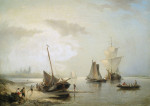 ₴ Картина морской пейзаж художника от 177 грн.: Парусные корабли на голландском побережье в утреннем свете
