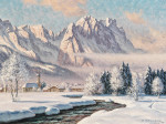 ₴ Репродукция пейзаж от 241 грн.: Зимнее утро в Гармише с Цугшпитце и Веттерштайн