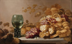 ₴ Картина натюрморт художника от 158 грн.: Натюрморт с виноградом, яблоками и ромером