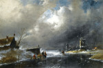 ₴ Репродукция пейзаж от 217 грн.: Зимний день на канале