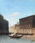 ₴ Репродукция городской пейзаж от 237 грн.: Вид на Венецию с гондольерами