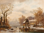 ₴ Репродукция пейзаж от 386 грн.: Зимняя деревенская сцена