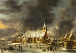 Городской пейзаж: Вид на церковь Слотен зимой
