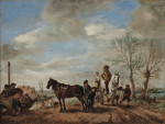 ₴ Картина бытового жанра известного художника от 186 грн.: Мужчина и женщина верхом на лошади