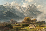₴ Картина пейзаж художника от 172 грн.: Пейзаж близ Гармиша с Цугшпитце