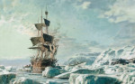 ₴ Картина морской пейзаж современного художника от 174 грн.: Китобойное судно во льдах