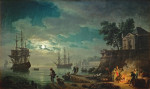 ⚓Репродукція морський краєвид від 293 грн.: Ніч, порт у місячному світлі