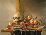 ₴ Репродукция натюрморт от 309 грн.: Ванитас с черепом, книгами и фруктами