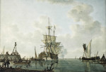 ₴ Картина морской пейзаж художника от 189 грн.: Военный корабль на якоре