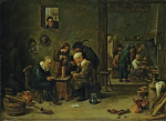 ₴ Картина бытового жанра известного художника от 199 грн.: Двое мужчин играют в карты на кухне таверны