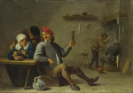 ₴ Картина бытового жанра известного художника от 189 грн.: Мужчина со стаканом вина и старуха курящая трубку