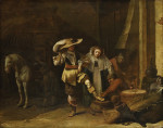 ₴ Картина бытовой жанр художника от 225 грн.: Мужчина и женщина в конюшне