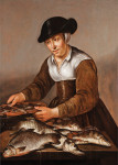 ₴ Картина бытовой жанр художника от 177 грн.: Женщина обрабатывает рыбу