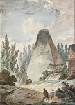 ₴ Репродукція краєвид від 268 грн.: Піраміда зі зламаною вершиною в стародавньому краєвиді руїн