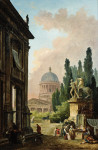 ₴ Репродукция пейзаж от 231 грн.: Воображаемый вид Рима с укротителем лошадей из Монте Кавалло и церковью
