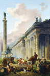 ₴ Репродукция пейзаж от 291 грн.: Воображаемый вид Рима с конной статуей Марка Аврелия, колонной Траяна и храмом