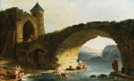 ₴ Репродукция пейзаж от 261 грн.: Речной пейзаж с прачками у разрушенного моста