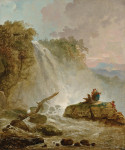 ₴ Репродукция пейзаж от 301 грн.: Водопад с рисующим художником